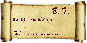 Berki Teodóra névjegykártya
